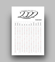 Happy new year 2022 Calendar - New Year Holiday design elements for holiday cards, calendar banner poster for decorations, Vector Illustration Background.