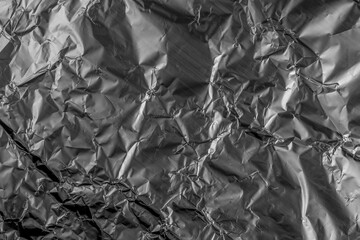 Crushed texture of crumpled aluminum foil