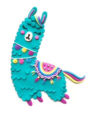 Cute ethnic tribal llama alpaca clay plasticine handmade illustration. Baby shower, nursery goods, textile, print design.