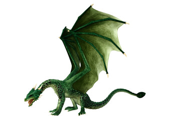 3D Rendering Fairy Tale Dragon on White