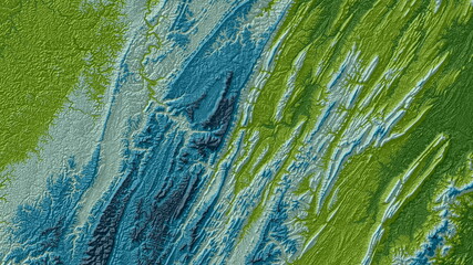 Blue and Green Digital Elevation Model in West of America