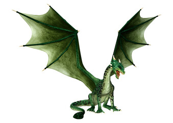 3D Rendering Fairy Tale Dragon on White