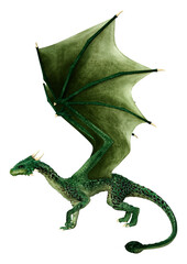 3D Rendering Fairy Tale Dragon on White