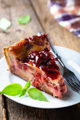 Homemade strawberry pie on the table