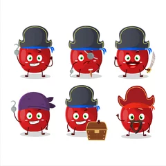 Fotobehang Cartoon character of pomegranate with various pirates emoticons © kongvector