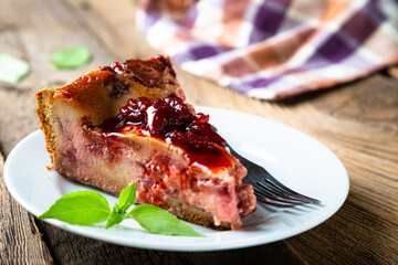 Homemade strawberry pie on the table