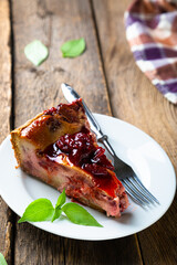 Homemade strawberry pie on the table