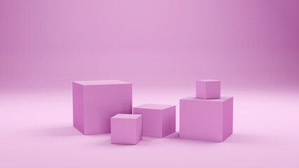 Geometric pink shape abstract background. 3d rendering.