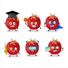 School student of pomegranate cartoon character with various expressions