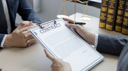 Attorney or judge provides legal advice to the client in the courtroom, Ethics in the courts include justice and impartiality, legal consultant, scales of justice, law hammer, Litigation and justice.