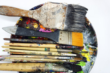   School supplies for Watercolor painting, brush ,  Palette   