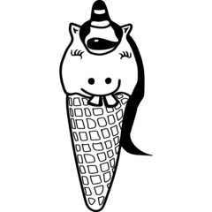 Nice unicorn ice cream with two teeth