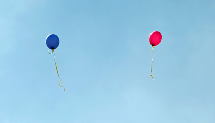 Blue and Red Balloons symbol of male and female or marriage