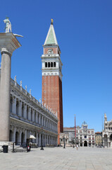 Naklejka premium place in Venice called Piazzetta San Marco with very few tourists due to the coronavirus which caused a tremendous locktown