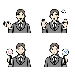 若い女性ビジネスパーソンの上半身アバターセット