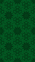 Seamless background with abstract patterns, stylized flower, green tone.