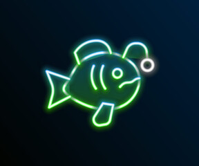 Glowing neon line Tropical fish icon isolated on black background. Exotic fish. Colorful outline concept. Vector
