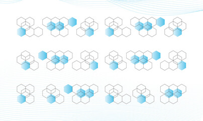 Polygon hexagonal with seamless waves background illustration