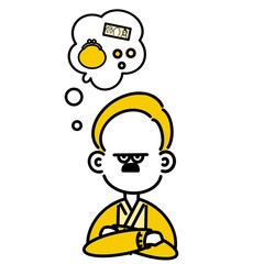 お金について悩むシンプルな中年男性　Worry about money simple middle aged men
