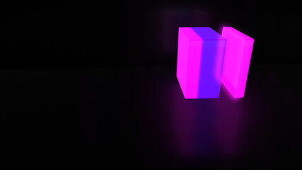 Black background with neon lighted square shapes.