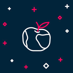 Line Apple icon isolated on blue background. Excess weight. Healthy diet menu. Fitness diet apple. Colorful outline concept. Vector