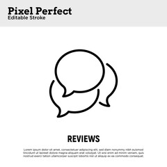 Feedback, reviews thin line icon. Three speech bubbles. Pixel perfect, editable stroke. Vector illustration.