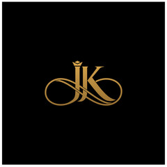 letter JK surrounded by beautiful and elegant flowers and leaves. Wedding monogram logo template. Fashion Logo template Vectors