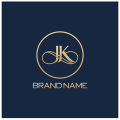 letter JK surrounded by beautiful and elegant flowers and leaves. Wedding monogram logo template. Fashion Logo template Vectors