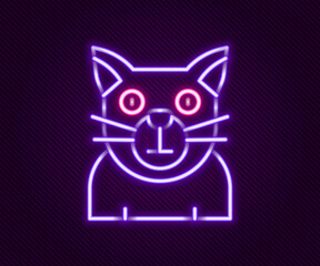 Fototapeta na wymiar Glowing neon line Cat icon isolated on black background. Animal symbol. Happy Halloween party. Colorful outline concept. Vector