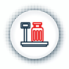 Line Scale with suitcase icon isolated on white background. Logistic and delivery. Weight of delivery package on a scale. Colorful outline concept. Vector