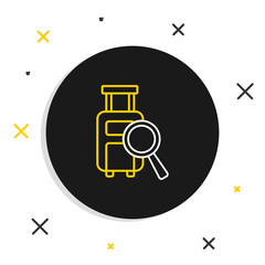 Line Airline service of finding lost baggage icon isolated on white background. Search luggage. Colorful outline concept. Vector