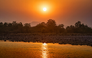 sunset over the river