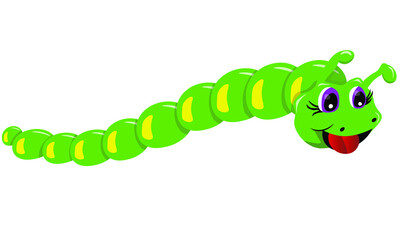 green cartoon Caterpillar laughing and eating gnawing 