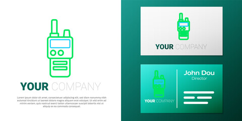Line Walkie talkie icon isolated on white background. Portable radio transmitter icon. Radio transceiver sign. Colorful outline concept. Vector