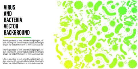 Flipped page template illustration with viruses. Health, science and medicine concept background design. 