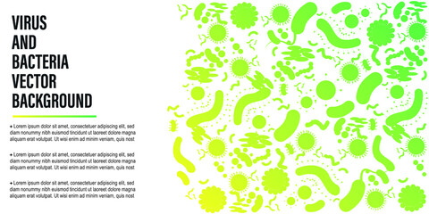 Flipped page template illustration with viruses. Health, science and medicine concept background design.
