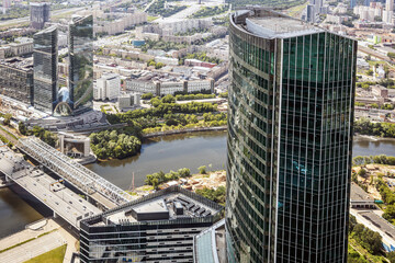 Obraz premium view of the residential and commercial buildings of the big city