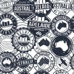 Adelaide Australia Stamps Background. A City Stamp Vector Art. Set of Postal Passport Travel. Design Set Pattern.