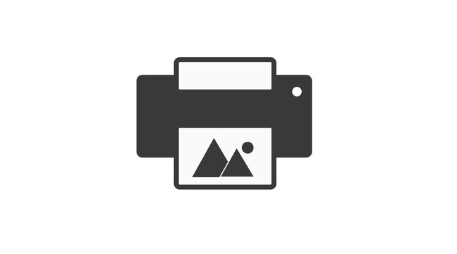 Printer Icon, Print Sign. Vector isolated black and white editable illustration of a printer