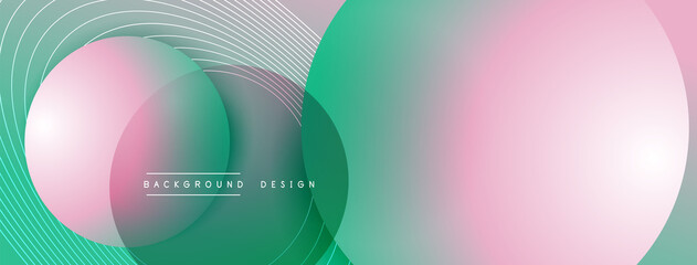 Gradient circles with shadows. Vector techno abstract background. Modern overlapping forms wallpaper background, design template
