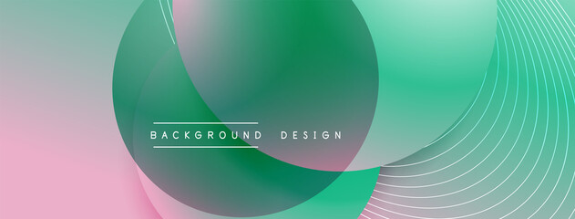 Gradient circles with shadows. Vector techno abstract background. Modern overlapping forms wallpaper background, design template