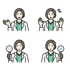 女性医師の上半身アバターセット