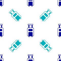 Blue Suitcase for travel icon isolated seamless pattern on white background. Traveling baggage sign. Travel luggage icon. Vector