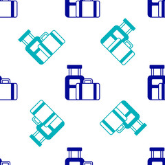 Blue Suitcase for travel icon isolated seamless pattern on white background. Traveling baggage sign. Travel luggage icon. Vector