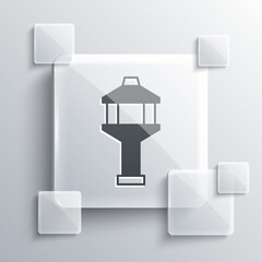Grey Airport control tower icon isolated on grey background. Square glass panels. Vector