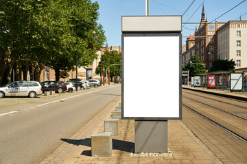 City Light Poster (CLP) Mock-Up Template an Straße - obrazy, fototapety, plakaty