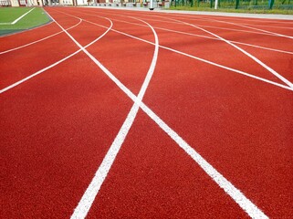 Stadium, running tracks. Sports, running, school, competitions