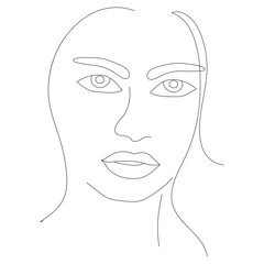 portrait of a girl line drawing sketch, isolated, vector