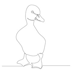 gosling drawing one continuous line sketch, isolated, vector