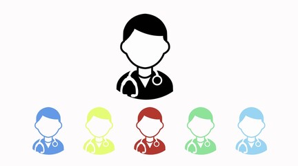 Doctor Icon Set. Vector isolated flat illustration set of a doctor